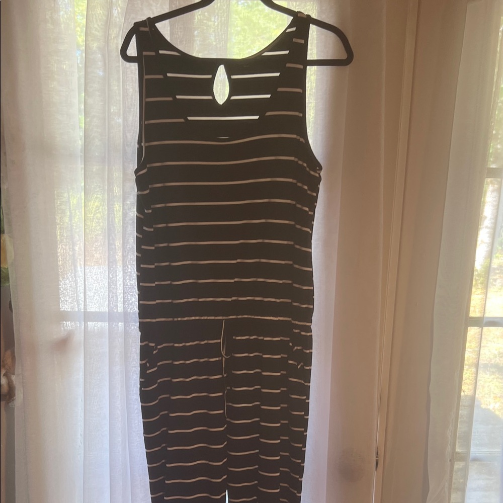 Black and White Striped Jumpsuit